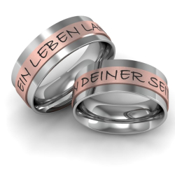 Vielsesringe Rustfri Stl og Rdguld m. Udvendig Gravering 656