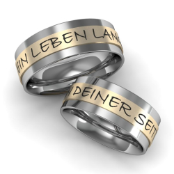 Vielsesringe Rustfri Stl og Guld m. Udvendig Gravering 658