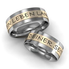 Vielsesringe Rustfri St�l og Guld m. Udvendig Gravering 658