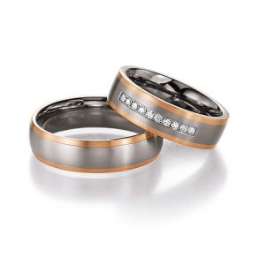 Vielsesringe Titanium og Rdguld 78-80070