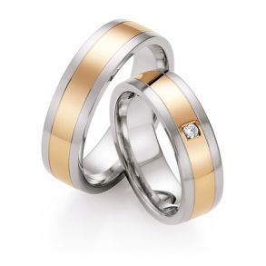 Vielsesringe Rustfri Stl og Rdguld 05040