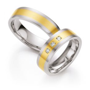 Vielsesringe Rustfri Stl og Guld 05080