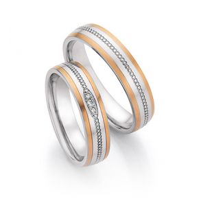 Vielsesringe Rustfri Stl og Rdguld 24090