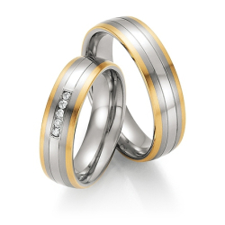 Vielsesringe Rustfri Stl og Guld 60090