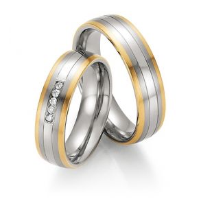 Vielsesringe Rustfri Stl og Guld 60090