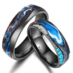 Eksklusive Vielsesringe Black Titanium Blue BT15