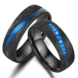 Eksklusive Vielsesringe Black Titanium Blue BT17