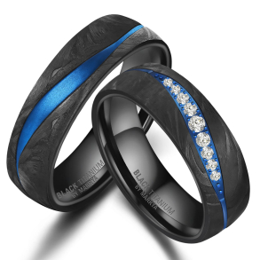 Eksklusive Vielsesringe Black Titanium Blue BT17-B
