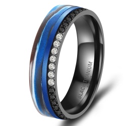 Eksklusive Vielsesringe Black Titanium Blue BT14