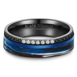 Eksklusive Vielsesringe Black Titanium Blue BT14