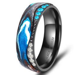 Eksklusive Vielsesringe Black Titanium Blue BT15