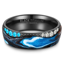 Eksklusive Vielsesringe Black Titanium Blue BT15