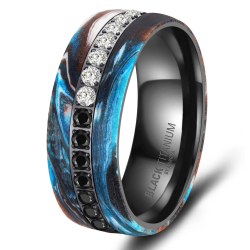 Eksklusive Vielsesringe Black Titanium Blue BT16