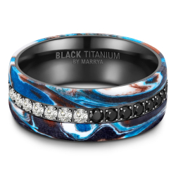 Eksklusive Vielsesringe Black Titanium Blue BT16