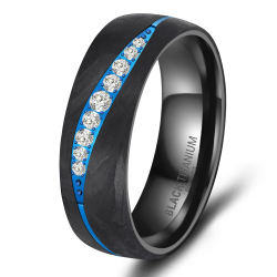 Eksklusive Vielsesringe Black Titanium Blue BT17-B