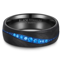 Eksklusive Vielsesringe Black Titanium Blue BT17