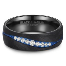 Eksklusive Vielsesringe Black Titanium Blue BT17-B