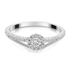 Forlovelsesring Solitaire 14 karat Hvidguld D02 - Flere Varianter