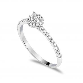 Forlovelsesring Solitaire 14 karat Hvidguld D02 - Flere Varianter