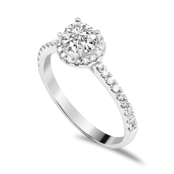 Forlovelsesring Solitaire 14 karat Hvidguld D02 - Flere Varianter