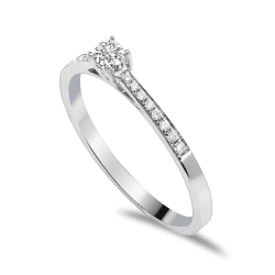 Forlovelsesring Solitaire 14 karat Hvidguld D03 - Flere Varianter