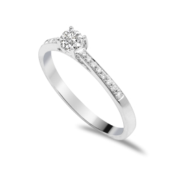 Forlovelsesring Solitaire 14 karat Hvidguld D03 - Flere Varianter