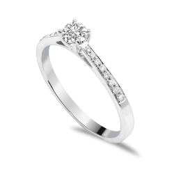 Forlovelsesring Solitaire 14 karat Hvidguld D03 - Flere Varianter