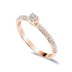 Forlovelsesring Solitaire 14 karat Rdguld D04 - Flere Varianter