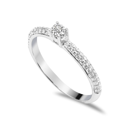 Forlovelsesring Solitaire 14 karat Hvidguld D04 - Flere Varianter