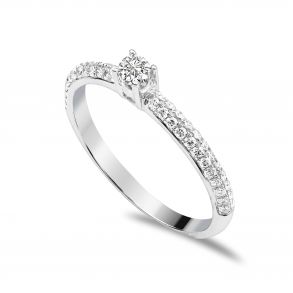 Forlovelsesring Solitaire 14 karat Hvidguld D04 - Flere Varianter