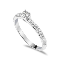 Forlovelsesring Solitaire 14 karat Hvidguld D04 - Flere Varianter