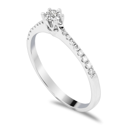 Forlovelsesring Solitaire 14 karat Hvidguld D05 - Flere Varianter