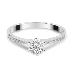 Forlovelsesring Solitaire 14 karat Hvidguld D05 - Flere Varianter