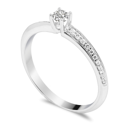 Forlovelsesring Solitaire 14 karat Hvidguld D07 - Flere Varianter