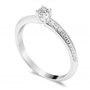 Forlovelsesring Solitaire 14 karat Hvidguld D07 - Flere Varianter