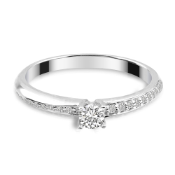 Forlovelsesring Solitaire 14 karat Hvidguld D07 - Flere Varianter