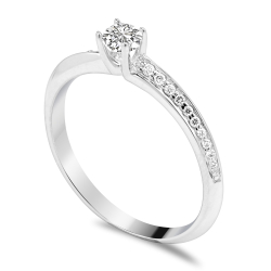 Forlovelsesring Solitaire 14 karat Hvidguld D07 - Flere Varianter