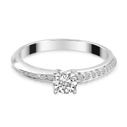 Forlovelsesring Solitaire 14 karat Hvidguld D07 - Flere Varianter