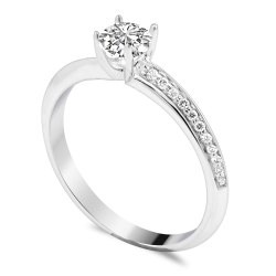 Forlovelsesring Solitaire 14 karat Hvidguld D07 - Flere Varianter