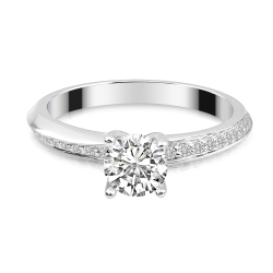 Forlovelsesring Solitaire 14 karat Hvidguld D07 - Flere Varianter