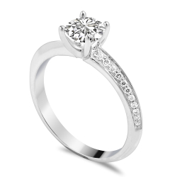 Forlovelsesring Solitaire 14 karat Hvidguld D07 - Flere Varianter