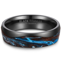 Eksklusive Vielsesringe Black Titanium Blue BT15