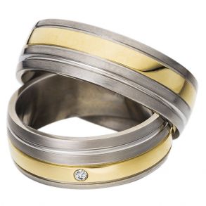 Vielsesringe Rustfri Stl m. diamant