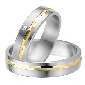 Vielsesringe Rustfri Stl m. diamant