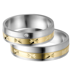 Vielsesringe Rustfri St�l m. diamant 60032