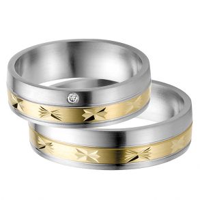 Vielsesringe Rustfri Stl m. diamant