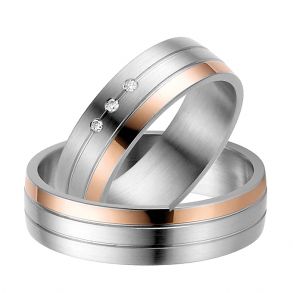 Vielsesringe Rustfri Stl m. diamant