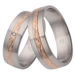 Vielsesringe Rustfri St�l m. diamant 60072